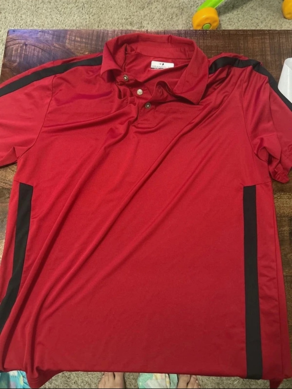 Grand Slam Red Button-Down Polo with Black Accents